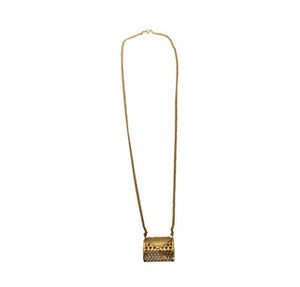 Gold Handbag & Clock Necklace