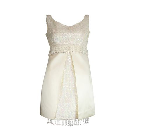 60s mini dress white 1960s White Sequin Mini Dress – The Dresser London