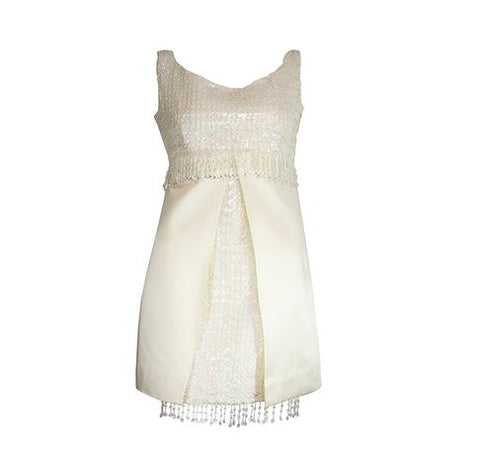 1960s White Sequin Mini Dress