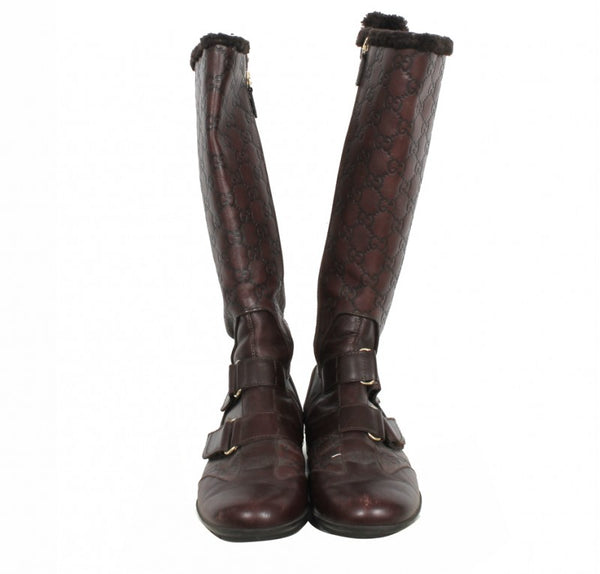 Gucci Embossed Leather Boots