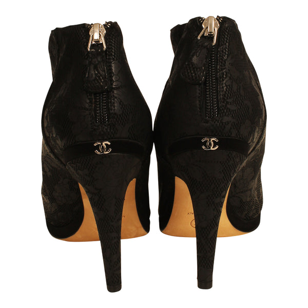 Chanel Embossed Ankle Boots