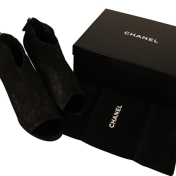Chanel Embossed Ankle Boots