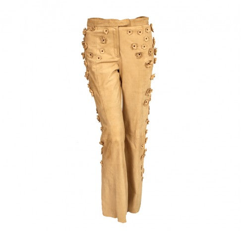 McQueen Flower Suede Trousers